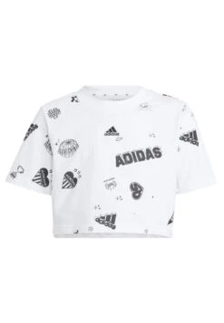 Adidas Sportswear Brand Love Allover Print Crop- Camiseta Estampada - White Black Black