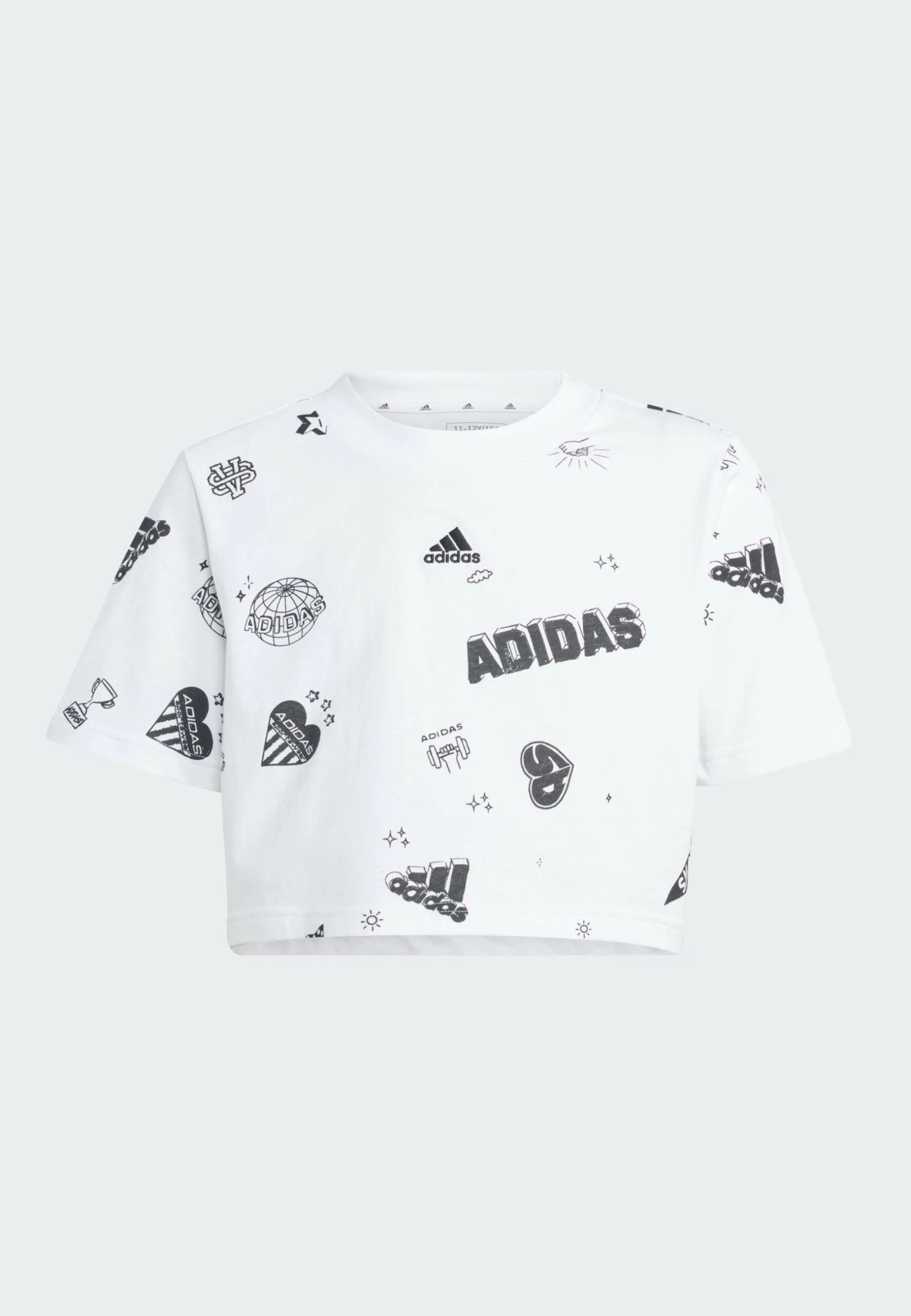 Adidas Sportswear Brand Love Allover Print Crop- Camiseta Estampada - White Black Black 6 Adidas Sportswear Brand Love Allover Print Crop- Camiseta Estampada - White Black Black - Imagen 6