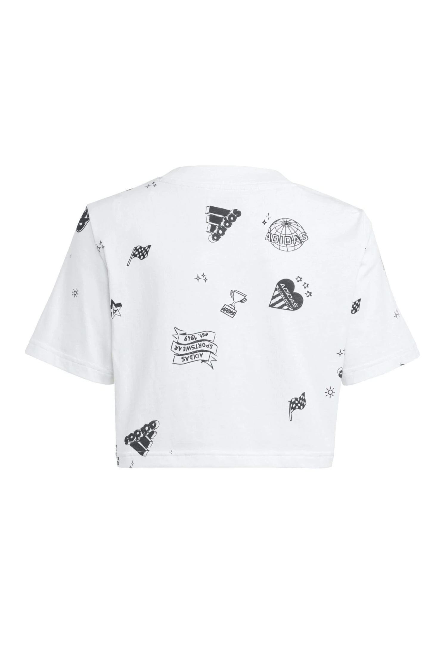 Adidas Sportswear Brand Love Allover Print Crop- Camiseta Estampada - White Black Black 2 Adidas Sportswear Brand Love Allover Print Crop- Camiseta Estampada - White Black Black - Imagen 2