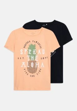 NAME IT Nkmvux 2 Pack - Camiseta Estampada - Dark Sapphire/Peach Nectar